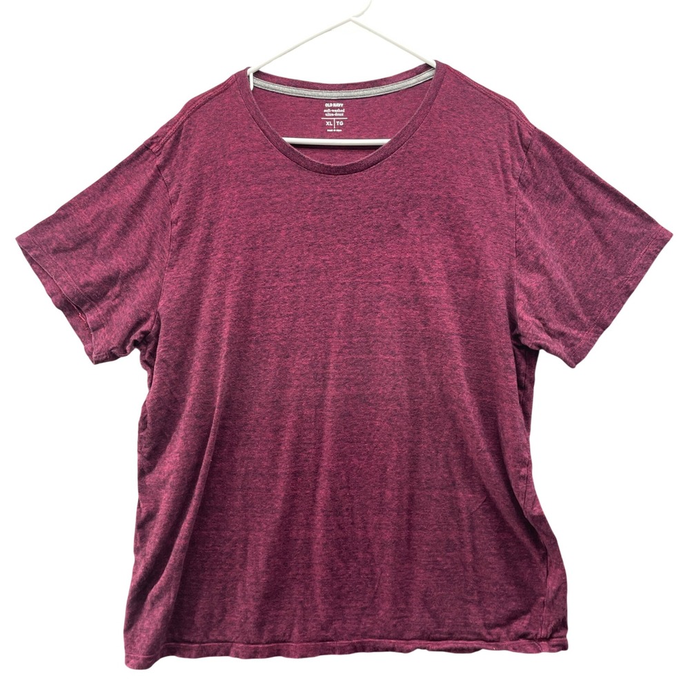 Old Navy Soft Washed Crew Neck T-Shirt Mens‎ XL Burgundy Striped Short Sleeve